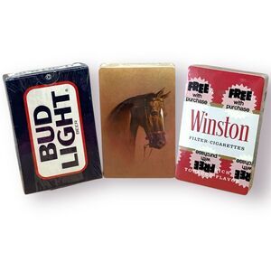 Sealed Vintage Playing Cards Lot of 3 Bud Light Arrco Horses Winston Promo 80s
